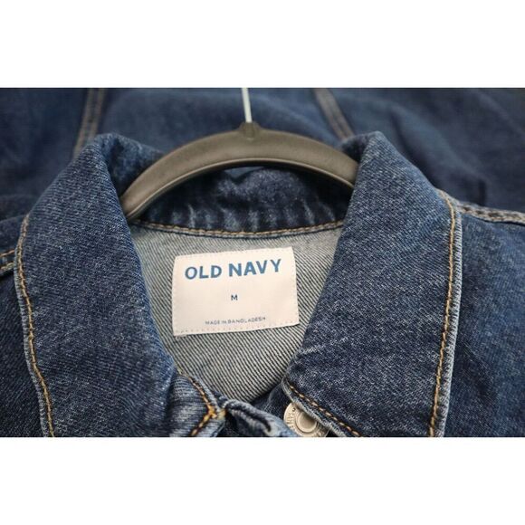 Old Navy 821524-00-1 Women's Sz Medium Blue Dark Wash Denim Jean Jacket - Picture 3 of 5